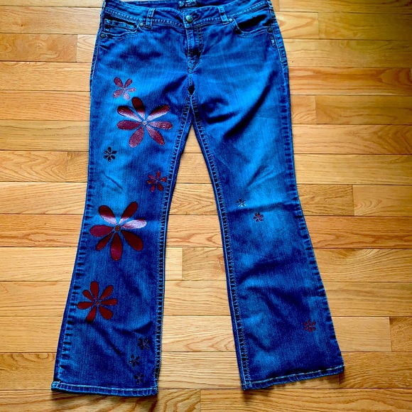 Silver brand jeans Suki size 36 - hand painted - Picture 1 of 5